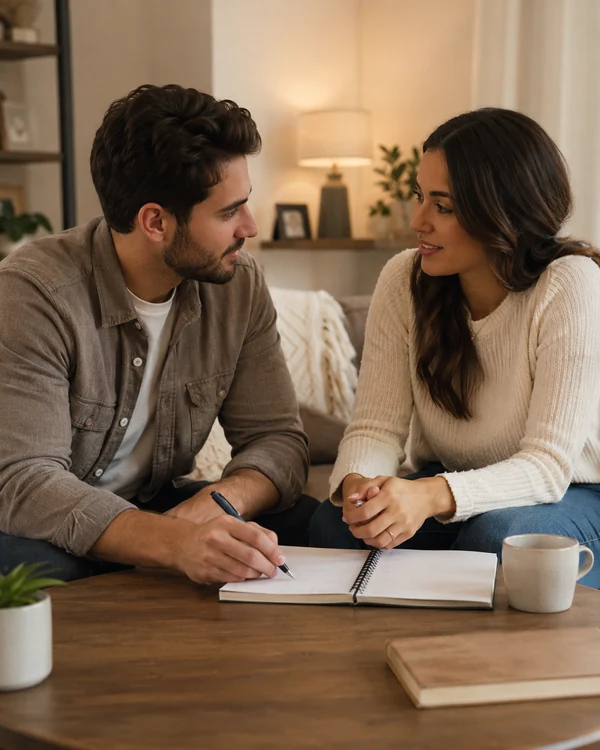 Casal conversando com abertura sobre limites do relacionamento